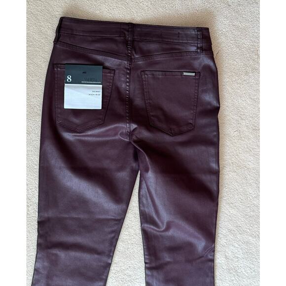 NWT White House Black Market HR Skinny-Coated Curve Hugging Jeans Burgundy SZ 8 - Picture 13 of 13